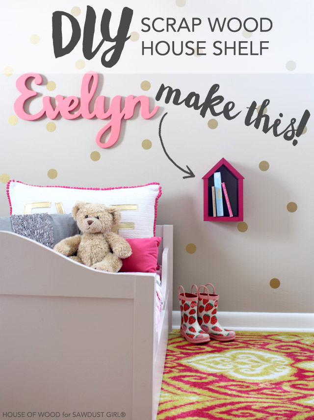 How to build a DIY scrap wood house shelf. So adorable!