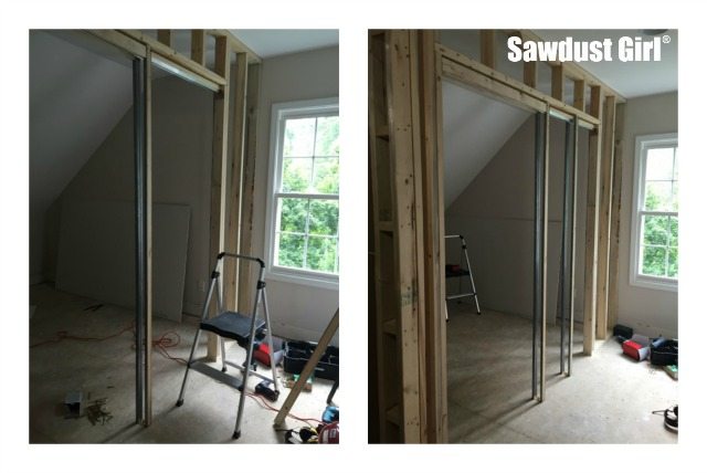 How To Install A Pocket Door Frame Sawdust Girl - How To Build An Interior Wall With A Pocket Door