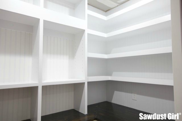 Corner Floating Shelves in Pantry