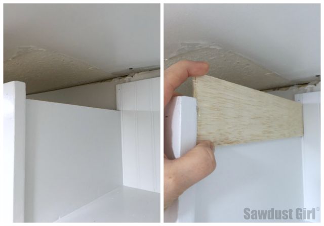 Installing crown moulding in Pantry.