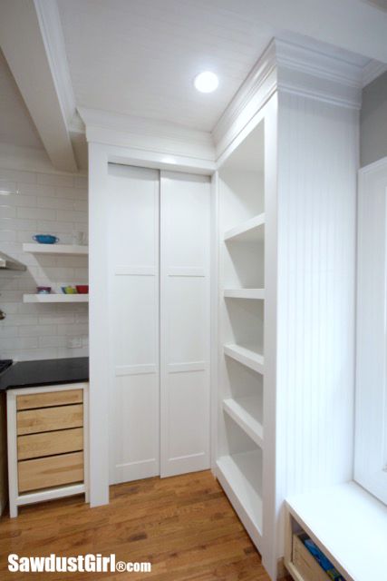 DIY sliding pocket doors for pantry.