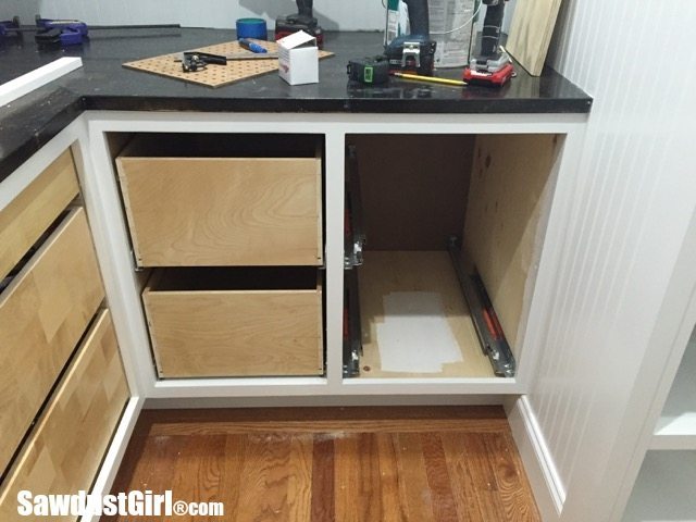 Pantry Update Blind Corner Drawers And Countertops Sawdust Girl