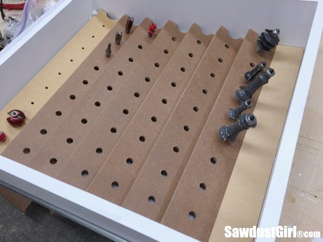 Router bit storage.