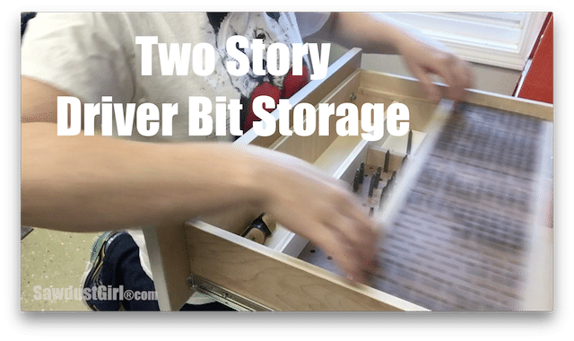 Two tier drawer storage for driver bits.