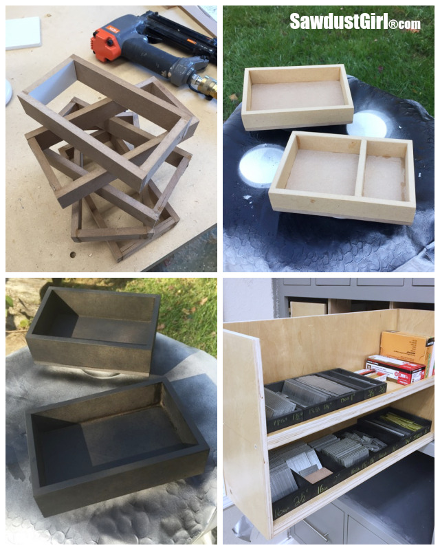 Build organized vertical drawers for the workshop.