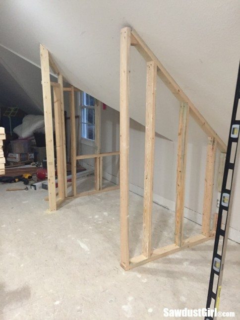 Framing a closet around wonky angled ceilings