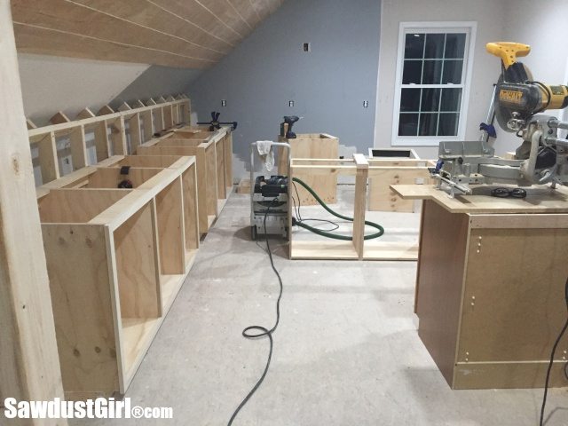 Installing Craft Room cabinets