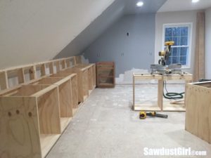 Building a wall behind the craft room cabinets - Sawdust Girl®