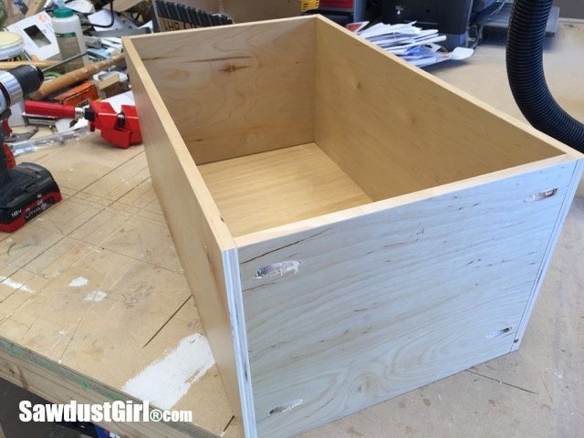 Drawers for hanging file folders. 