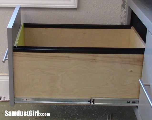 DIY Hanging File Drawer in Kitchen Cabinet - Frills and Drills