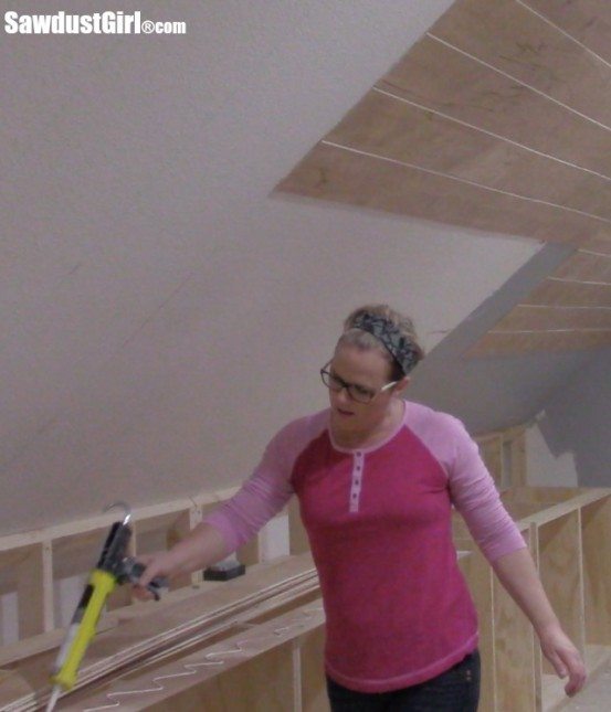 V Groove Plywood Plank Ceiling Sawdust Girl