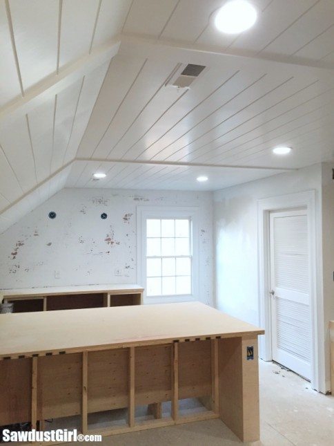 V Groove Plywood Plank Ceiling Sawdust Girl