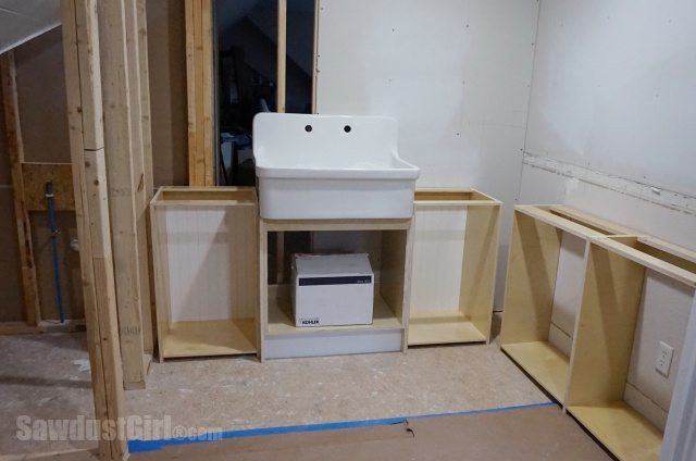 Mudroom sink online cabinet