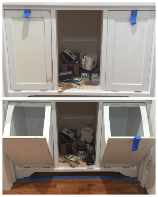 Hidden Trash Cabinet Tilt Out Bin In Kitchen Linen Laundry Storage Tall Pantry 