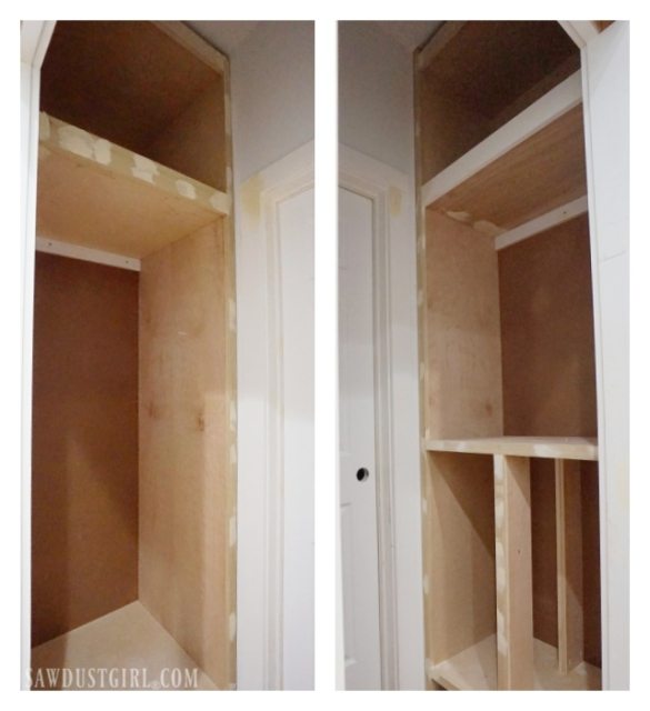 Hall Closet with Floating Shelves - Sawdust Girl®