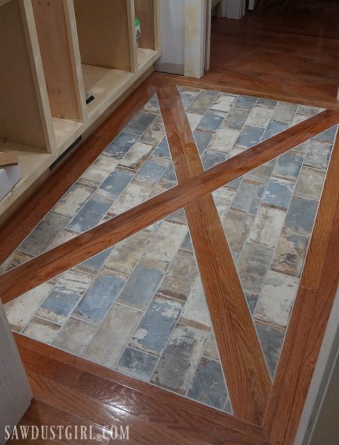 Wood Floor with Tile Inlay