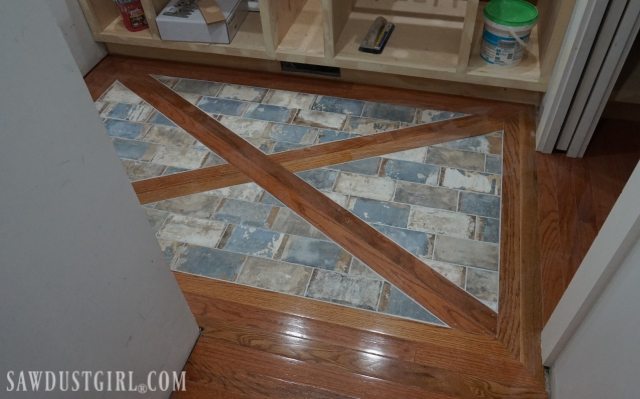 Wood Floor with Tile Inlay