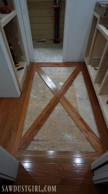 How to Install a Wood Floor with Tile Inlay - Sawdust Girl 