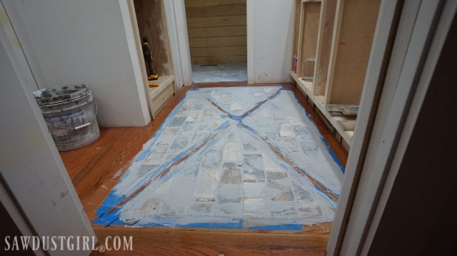 Wood Floor with Tile Inlay