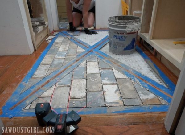 How To Install A Wood Floor With Tile Inlay | Sawdust Girl