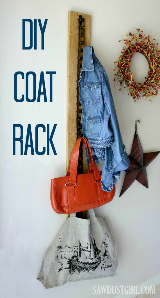 DIY Coat Rack made from rustic wood and recycled chain. Great for storage and organization, pretty enough to be functional art.
