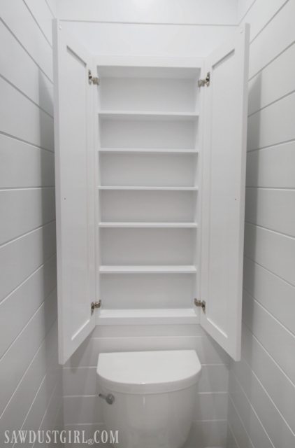 Recessed Wall Cabinet for Toilet Paper Storage - Sawdust Girl®