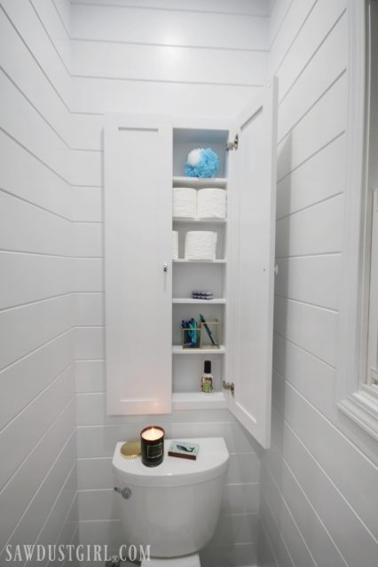 Recessed Wall Cabinet for Toilet Paper Storage - Sawdust Girl®