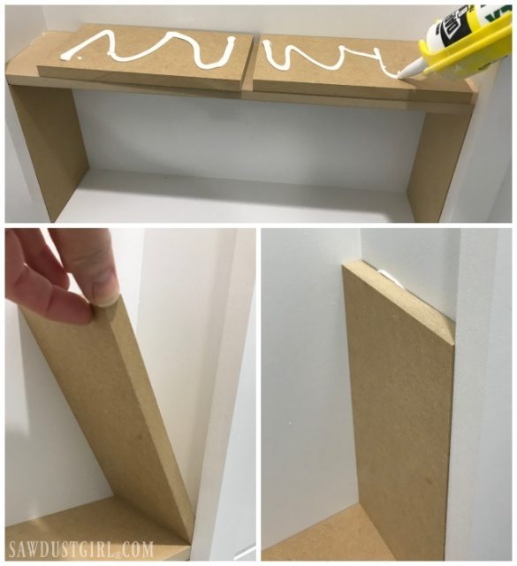 caulk adhesive to install shelves