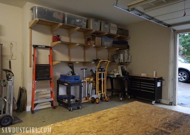 Building Garage Shelves Cantilevered, 12 Inch Deep Garage Shelves