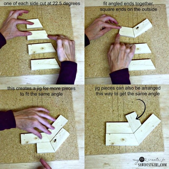 using angle pieces to create a jig for octagons