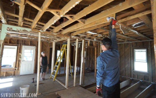 getting beam into attic to support rafters