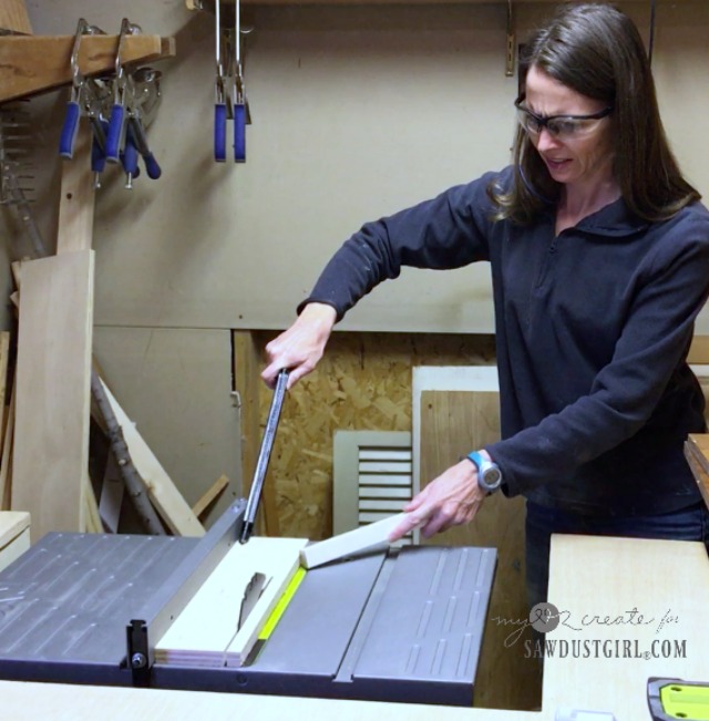 ripping my first piece of wood on the table saw