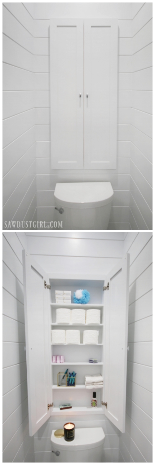 Recessed Wall Cabinet for Toilet Paper Storage - Sawdust Girl®