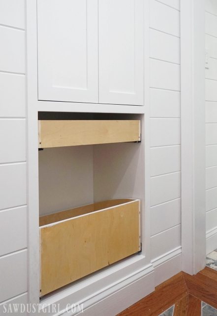 Built In Linen Cabinet Sawdust Girl, Linen Closet With Pull Out Shelves