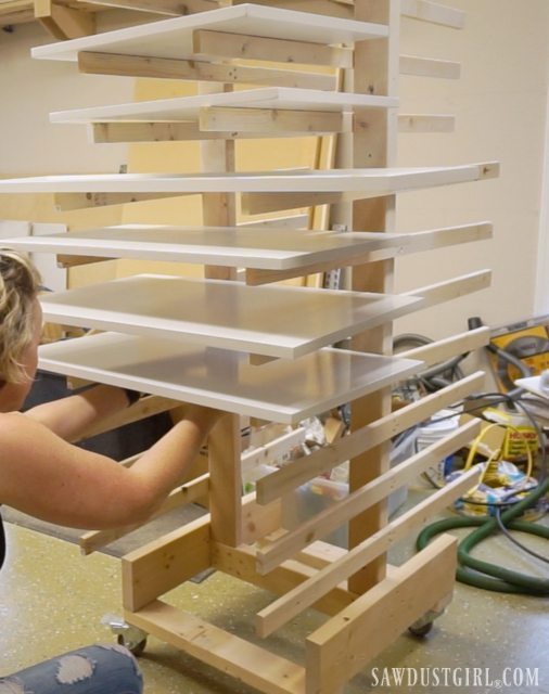 Painting plywood shelves