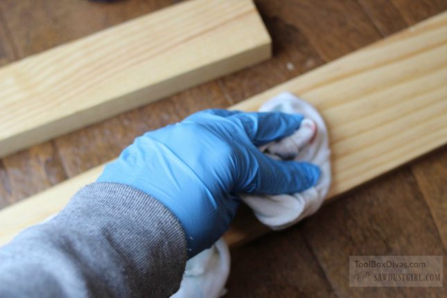 wipe away excess wood dye