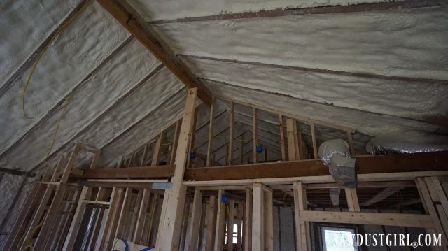 Spray foam insulation in Calderwood Cottage