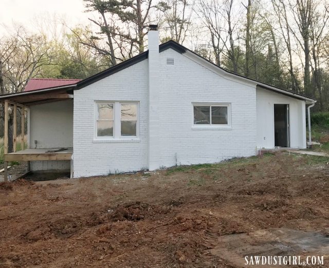 White painted brick house