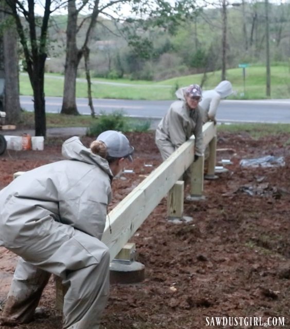 Setting beams for deck