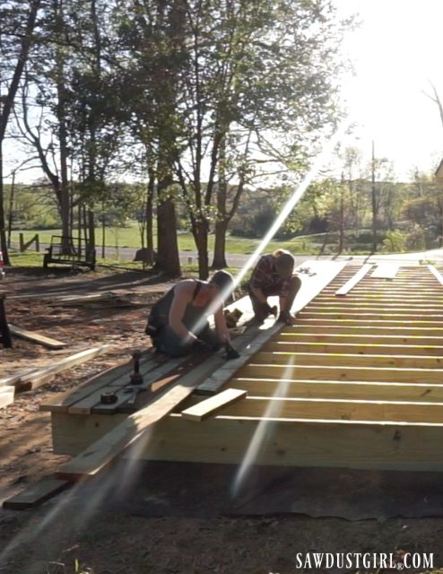 Installing decking boards