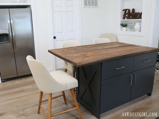 Kitchen island with seating on two sides