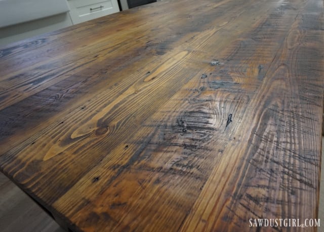 Reclaimed lumber kitchen countertop. Reclaimed wood