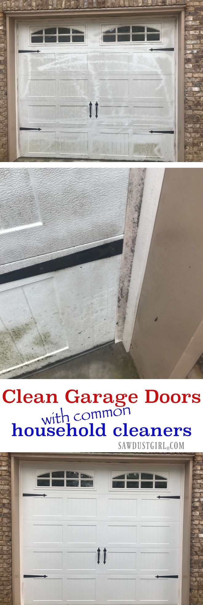 How to Clean a Garage Door and White Rubber Weather Stripping Sawdust