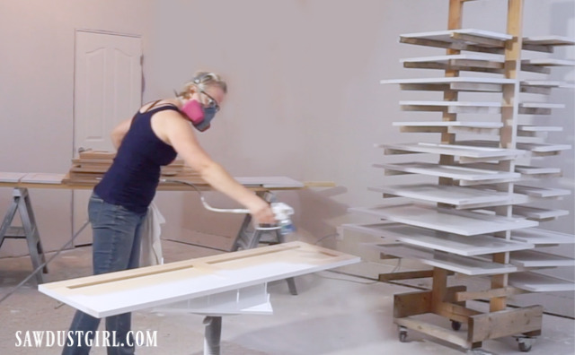Painting cabinet doors with sprayer