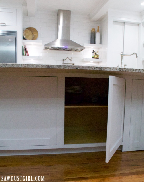 Hidden cabinet under kitchen island