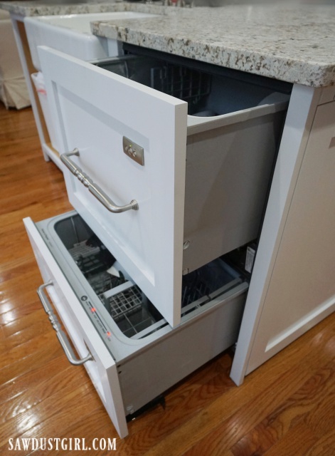Double drawer dishwasher with custom integrated panels.