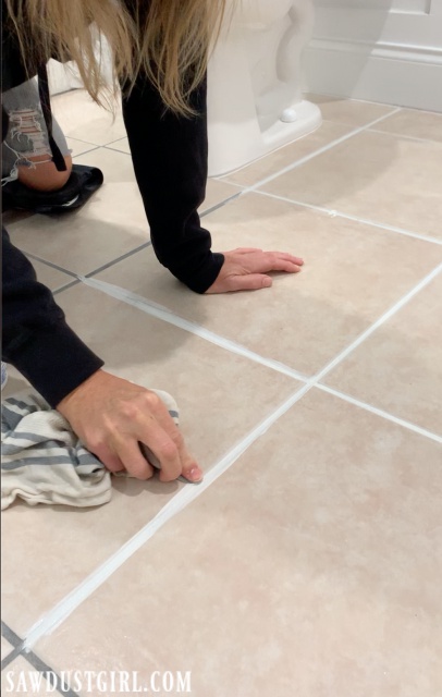 cleaning up lines after using grout paint to change grout color