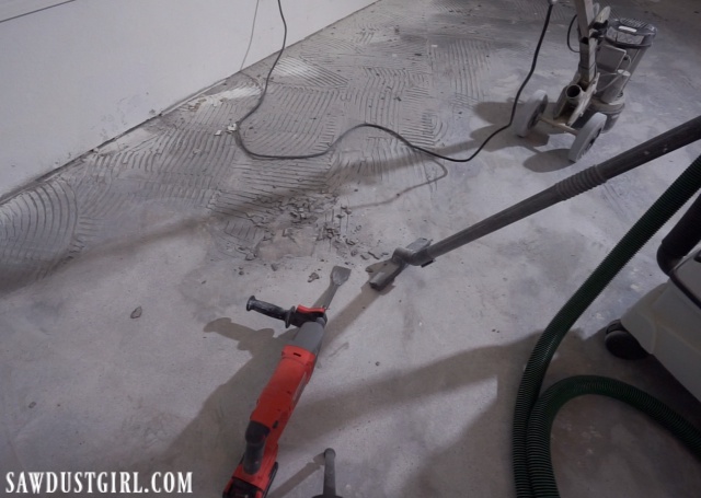 Removing Tile And Thinset From Concrete, How To Clean Cement Floor After Removing Tile