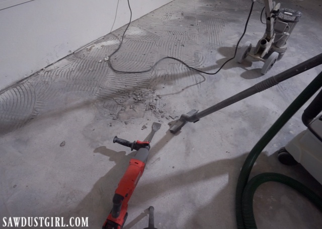 Removing Tile And Thinset From Concrete Sawdust Girl