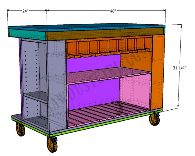 Mobile Hardware Organizer, Woodworking Project